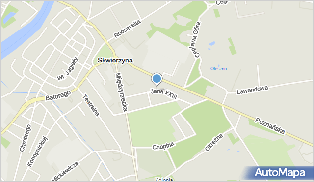 Skwierzyna, Jana XXIII, mapa Skwierzyna