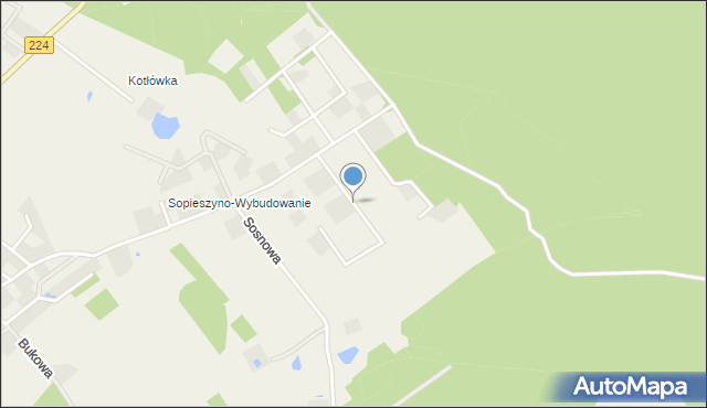 Sopieszyno, Jarzębinowa, mapa Sopieszyno