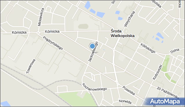 Środa Wielkopolska, Jackowskiego Maksymiliana, mapa Środa Wielkopolska