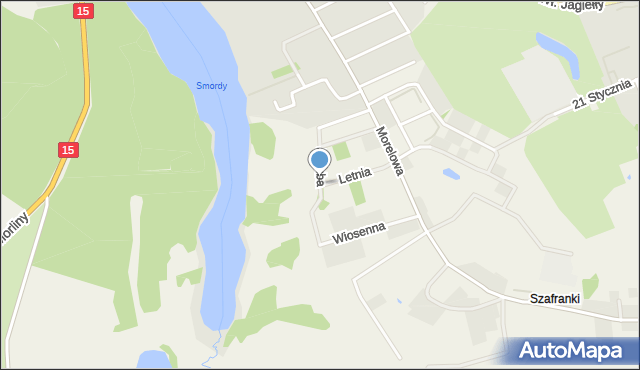 Szafranki gmina Ostróda, Jakuba, mapa Szafranki gmina Ostróda