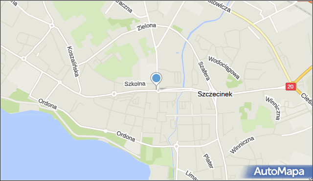 Szczecinek, Jana Pawła II, mapa Szczecinek
