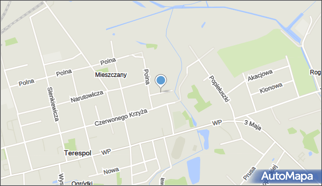 Terespol powiat bialski, Jarzębinowa, mapa Terespol powiat bialski