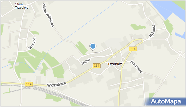 Trzebież, Jana z Kolna, mapa Trzebież