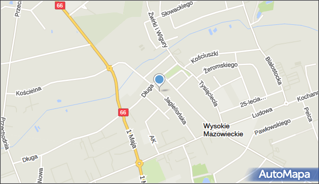 Wysokie Mazowieckie, Jagiellońska, mapa Wysokie Mazowieckie