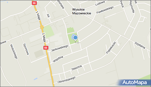 Wysokie Mazowieckie, Jankowskiego, mapa Wysokie Mazowieckie