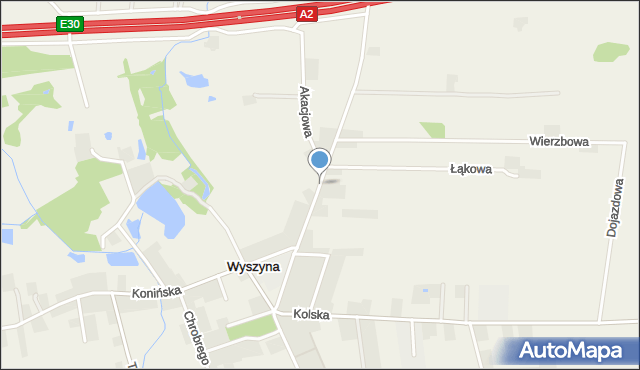 Wyszyna gmina Władysławów, Jana Pawła II, mapa Wyszyna gmina Władysławów