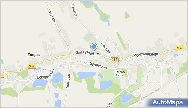 Zaręba gmina Siekierczyn, Jana Pawła II, mapa Zaręba gmina Siekierczyn