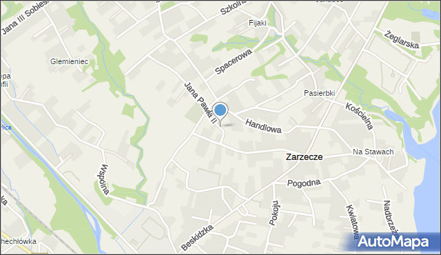 Zarzecze gmina Łodygowice, Jana Pawła II, mapa Zarzecze gmina Łodygowice