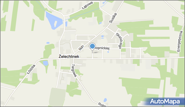 Żelechlinek, Jarzębinowa, mapa Żelechlinek