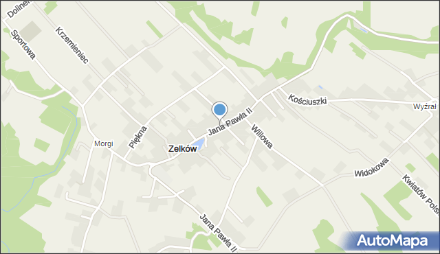 Zelków, Jana Pawła II, mapa Zelków