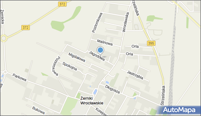 Żerniki Wrocławskie, Jagodowa, mapa Żerniki Wrocławskie