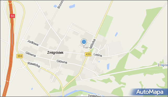 Żmigródek, Jagodowa, mapa Żmigródek