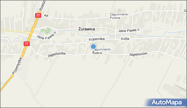 Żurawica powiat przemyski, Jagiellonów, mapa Żurawica powiat przemyski