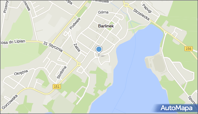 Barlinek, Jeziorna, mapa Barlinek