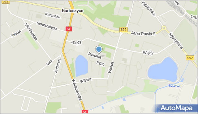 Bartoszyce, Jeziorna, mapa Bartoszyce