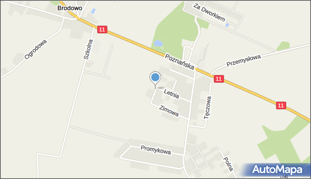 Brodowo gmina Środa Wielkopolska, Jesienna, mapa Brodowo gmina Środa Wielkopolska