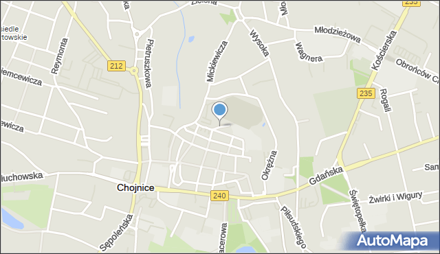 Chojnice, Jeziorna, mapa Chojnic