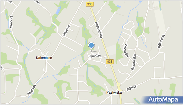 Cieszyn, Jeżowa, mapa Cieszyna