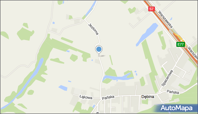 Dębina gmina Czosnów, Jeziorna, mapa Dębina gmina Czosnów