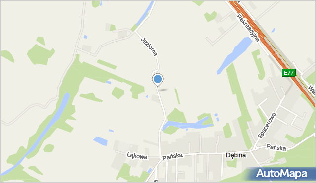 Dębina gmina Czosnów, Jeziorna, mapa Dębina gmina Czosnów