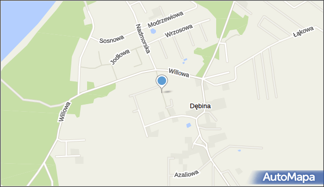 Dębina gmina Ustka, Jesionowa, mapa Dębina gmina Ustka