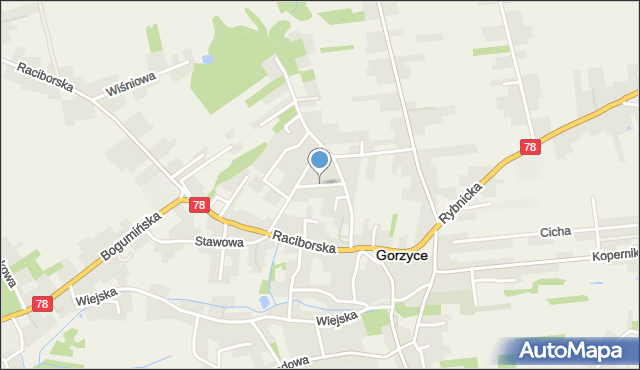 Gorzyce powiat wodzisławski, Jesionowa, mapa Gorzyce powiat wodzisławski