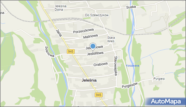 Jeleśnia, Jesionowa, mapa Jeleśnia