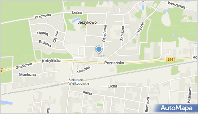 Jerzykowo gmina Pobiedziska, Jesienna, mapa Jerzykowo gmina Pobiedziska