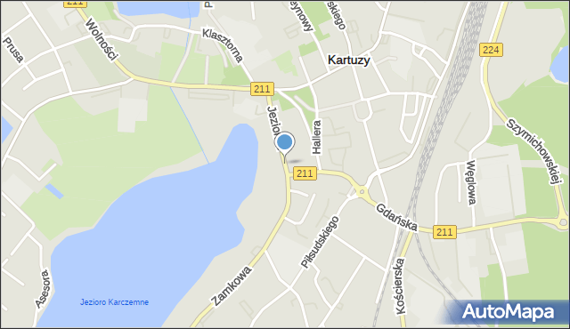 Kartuzy, Jeziorna, mapa Kartuzy