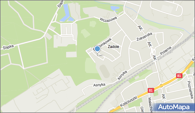 Katowice, Jeżynowa, mapa Katowic