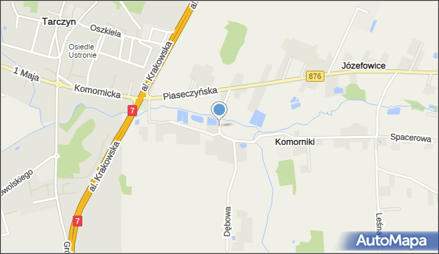 Komorniki gmina Tarczyn, Jesionowa, mapa Komorniki gmina Tarczyn