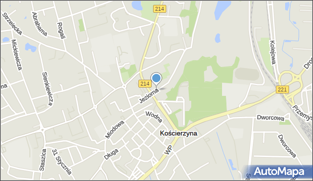 Kościerzyna, Jeziorna, mapa Kościerzyna