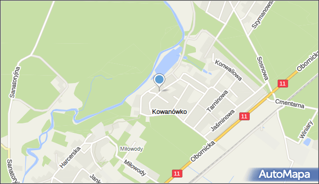 Kowanówko, Jeżynowa, mapa Kowanówko