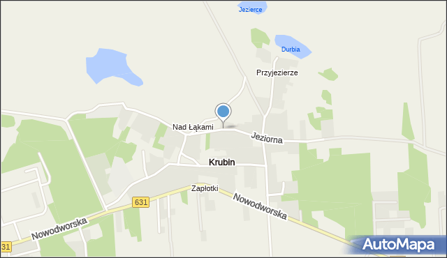 Krubin gmina Wieliszew, Jeziorna, mapa Krubin gmina Wieliszew