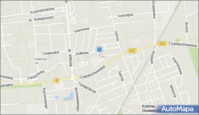 Opole, Jesionowa, mapa Opola