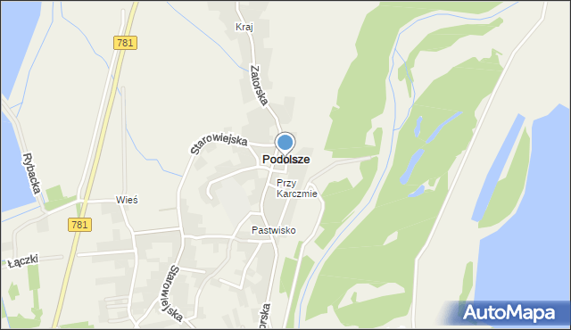 Podolsze, Jesionowa, mapa Podolsze