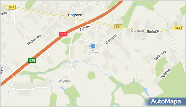 Pogórze gmina Skoczów, Jesienna, mapa Pogórze gmina Skoczów