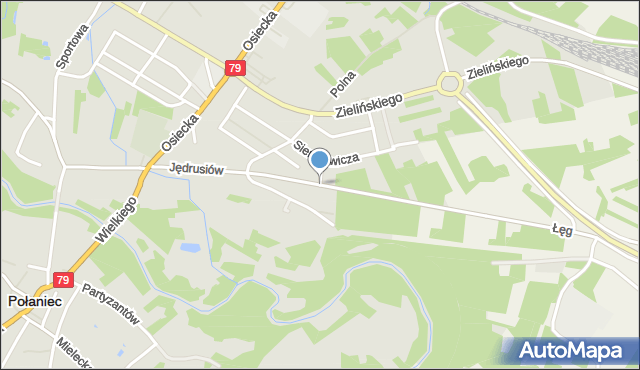 Połaniec powiat staszowski, Jędrusiów, mapa Połaniec powiat staszowski