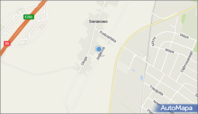 Sierakowo gmina Kościan, Jesienna, mapa Sierakowo gmina Kościan