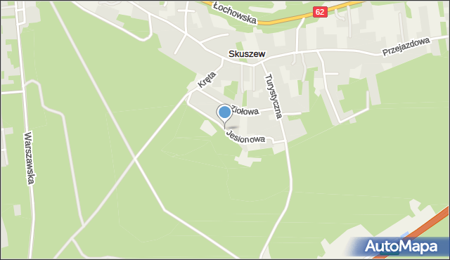 Skuszew, Jesionowa, mapa Skuszew