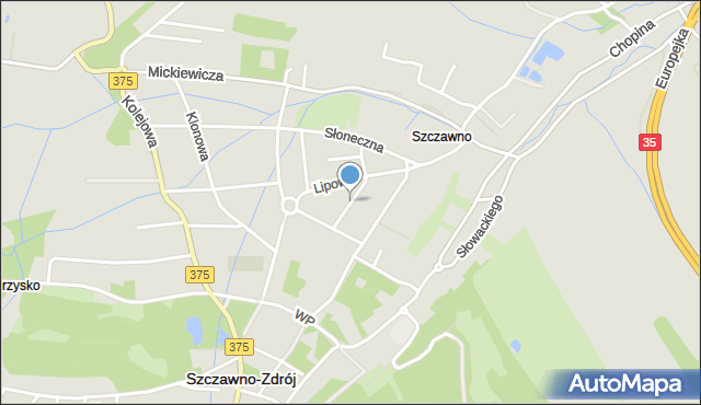 Szczawno-Zdrój, Jesionowa, mapa Szczawno-Zdrój