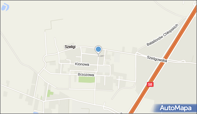 Szeligi gmina Ożarów Mazowiecki, Jesionowa, mapa Szeligi gmina Ożarów Mazowiecki