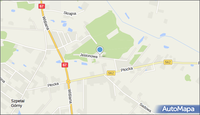 Szpetal Górny, Jesionowa, mapa Szpetal Górny