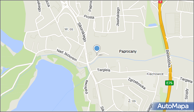 Tychy, Jemiołowa, mapa Tychów