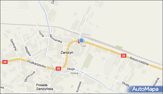 Zarszyn, Jesionowa, mapa Zarszyn