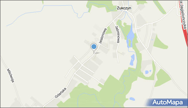 Żukczyn, Jesionowa, mapa Żukczyn