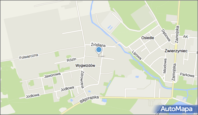 Zwierzyniec powiat zamojski, Jesionowa, mapa Zwierzyniec powiat zamojski