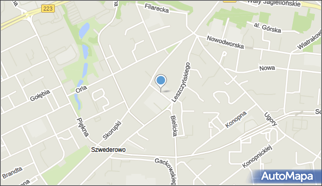 Bydgoszcz, Jordanowska, mapa Bydgoszczy