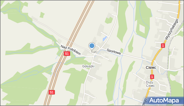 Cisiec, Jodłowa, mapa Cisiec