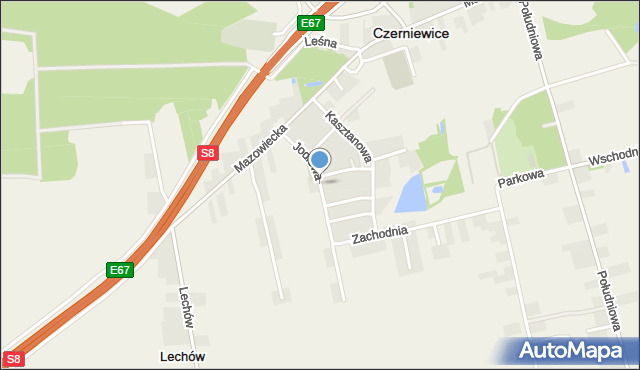 Czerniewice powiat tomaszowski, Jodłowa, mapa Czerniewice powiat tomaszowski